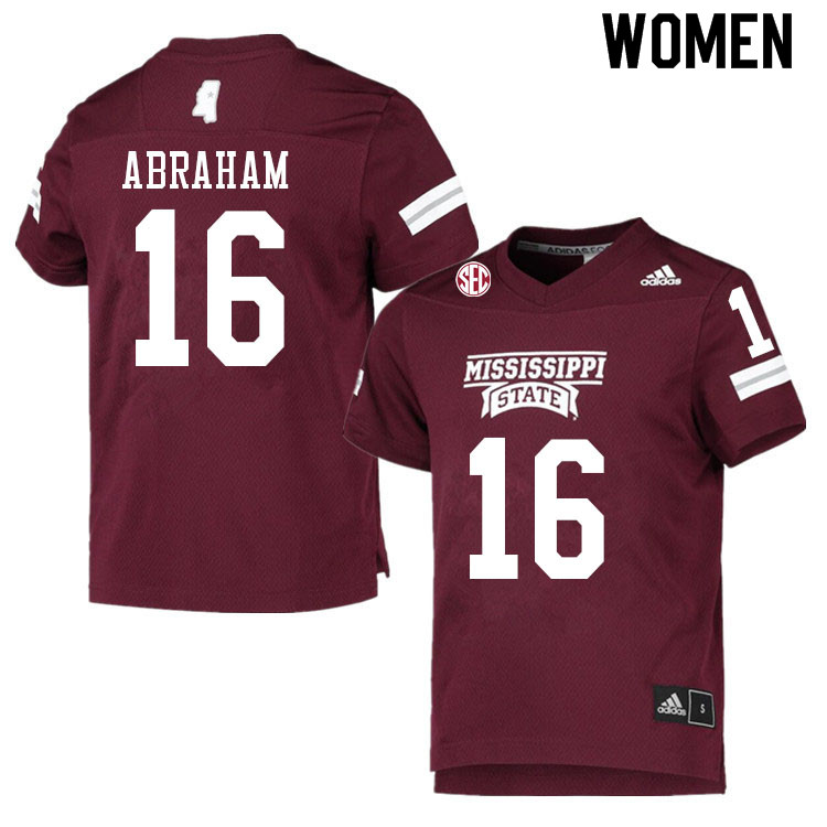 Women #16 Jack Abraham Mississippi State Bulldogs College Football Jerseys Sale-Maroon